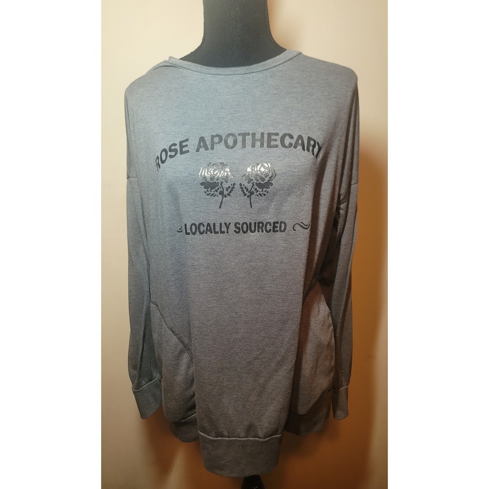 Rose Apothecary Long-Sleeved Gray Schitt's Creek Womens‎ Pockets